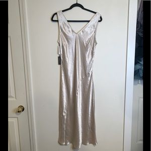NWT Aritzia Babaton Midi Blair denudé champagne Dress size medium